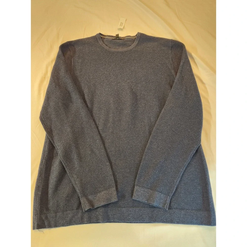 NEW Banana Republic Mens XL Blue Cotton Textured Ribbed Crewneck Sweater‎ Casual